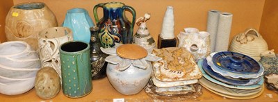 Lot 2037 - A group of studio pottery, to include a twin...