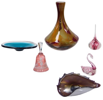 Lot 276 - A Murano yellow and red cased glass vase,...