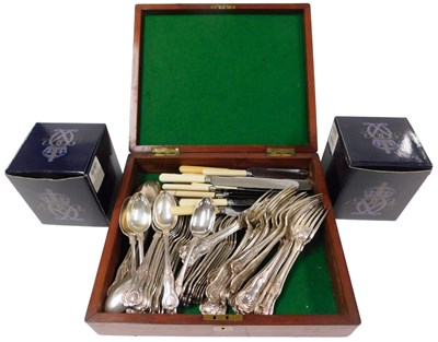 Lot 277 - A mahogany canteen box containing silver...