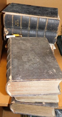 Lot 2055 - A group of leather bound Holy Bibles,...