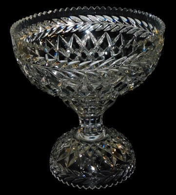 Lot 19 - A cut glass pedestal bowl, engraved with a...