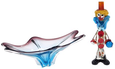 Lot 278 - A Murano glass amethyst and turquoise bowl, of...