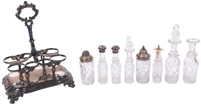 Lot 279 - A Victorian silver plated eight bottle cruet...