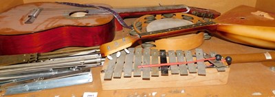 Lot 2061 - A Lark Chinese acoustic guitar, various music...