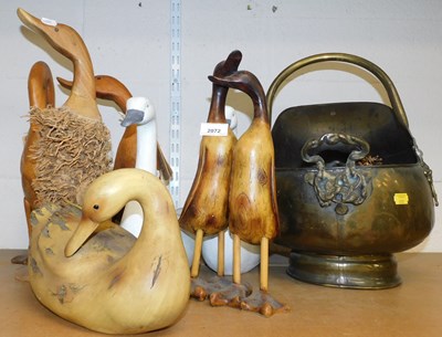 Lot 2072 - A group of wooden duck figures, to include a...