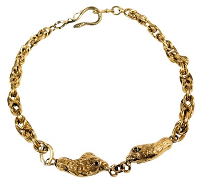 Lot 201 - A fancy link watch chain, with fish head...