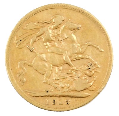Lot 201A - A George V gold full sovereign 1913, 8.0g.