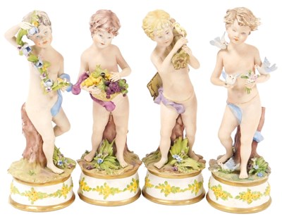 Lot 306 - Four Capodimonte bisque porcelain figures,...
