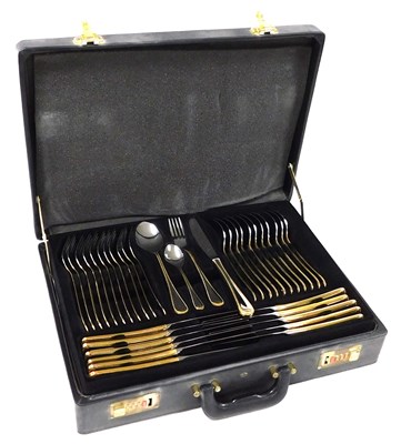 Lot 317 - An SBS Solingen silver and gold plated canteen...
