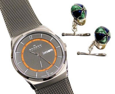 Lot 215 - A Skagen stainless steel cased gentleman's...