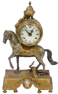 Lot 291 - An Imperial brass cased mantel clock, circular...