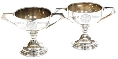 Lot 354 - A pair of George VI Irish silver twin handled...