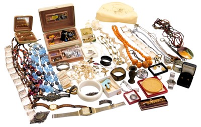 Lot 374 - Silver and costume jewellery, including a...