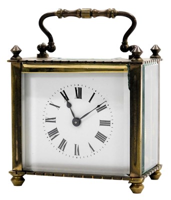 Lot 382 - An early 20thC brass cased carriage clock,...