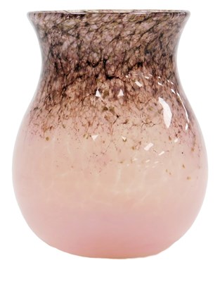 Lot 393 - A Monart pink glass vase, with copper...