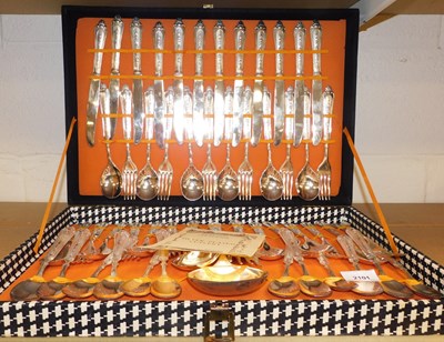 Lot 2101 - An Italian silver plated canteen of cutlery,...