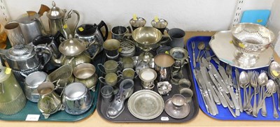 Lot 2115 - A group of metalware, to include flatware,...