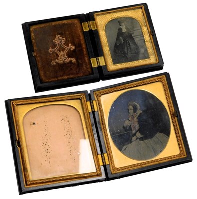 Lot 345 - Two 19thC ambrotype portrait photographs, of...