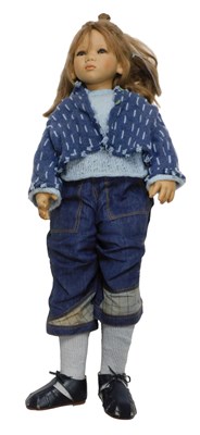 Lot 410 - An Annette Himsteadt doll, wearing blue knee...
