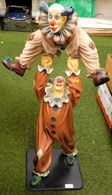 Lot 2168 - A figure group, depicting two clowns, on a...
