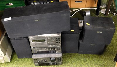 Lot 2205 - A Sony sound system, comprising tape player,...