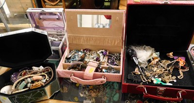 Lot 2241 - Costume jewellery contained in jewellery boxes,...