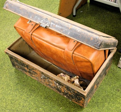 Lot 2258 - A painted metal trunk, 70cm wide, together...