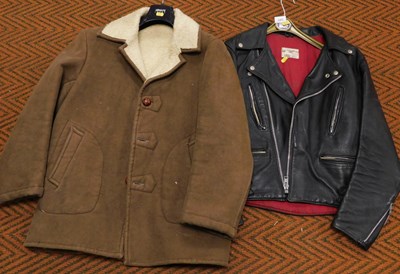 Lot 2282 - A Lewis Leather motorbike style black leather...