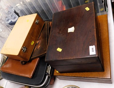 Lot 2298 - A 19thC rosewood sewing box, with mother of...