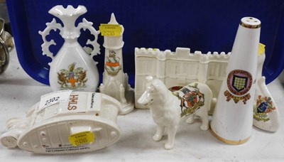 Lot 2302 - Crested ware, to include a tank for Rotherham,...