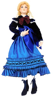 Lot 438 - A Linda McLean doll, wearing a blue silk dress...