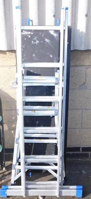 Lot 1022 - A metal platform step ladder.