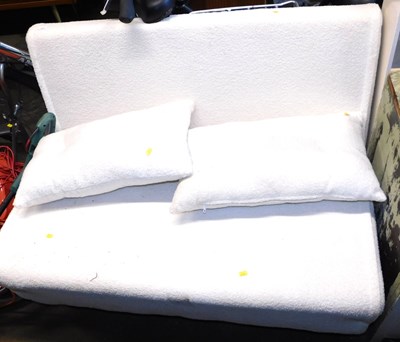 Lot 1061 - A white Boucle sofa bed, 118cm wide.