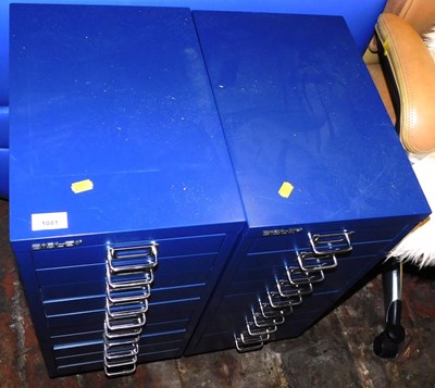 Lot 1081 - Two Bisley blue metal multi drawer filing...