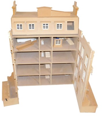 Lot 497 - A five storey chip board Palladian style dolls...