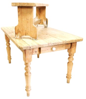 Lot 518 - A Victorian pine kitchen table, with end...