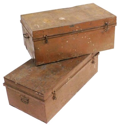 Lot 522 - A pair of brown painted metal trunks, 36cm x...
