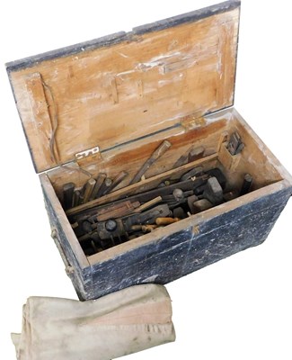 Lot 524 - A stained pine carpenter's tool chest,...