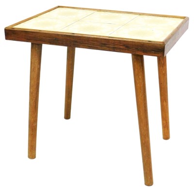 Lot 532 - A mid century oak and tile top occasional...