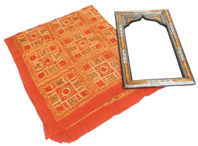 Lot 534 - An Iznik ebonised rectangular wall mirror,...