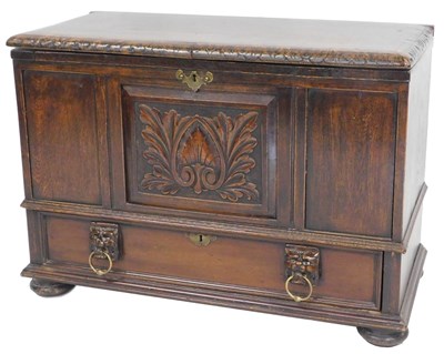 Lot 546 - A Victorian oak coffer, the hinged lid above a...