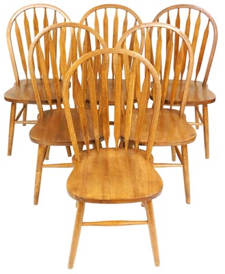 Lot 559 - A set of six Malaysian hardwood Windsor chairs,...