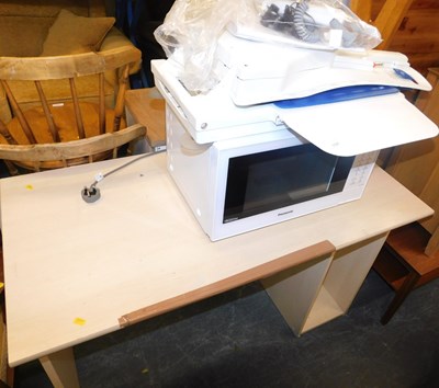 Lot 1121 - An office desk, (AF), together with a...