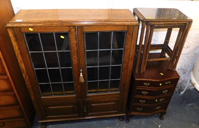 Lot 1141 - An oak display cabinet, with leaded glazed...