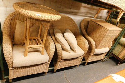 Lot 1112 - A wicker conservatory suite, comprising three...