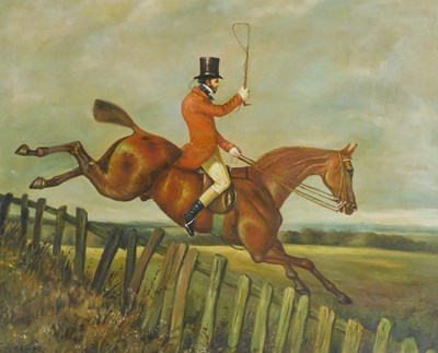 Lot 496 - Thomas Weaver (20thC). Over the fence, oil on...