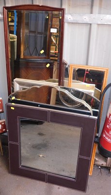 Lot 1179 - Various wall mirrors, to include a brown...