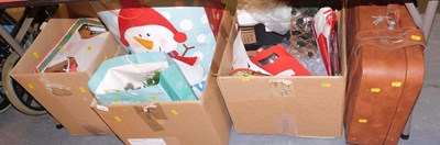 Lot 1187 - A group of Christmas decorations, faux leather...