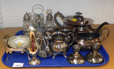 Lot 2091 - A group of silver plate, including a three...