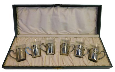 Lot 54 - A set of six early 20thC demitasse tea glasses,...